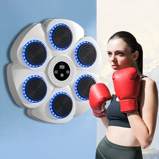 Music Boxing Machine Music Boxing Puncher Wall Mounted Boxing Training Punching Equipment RGB Light with Gloves for Home Workout